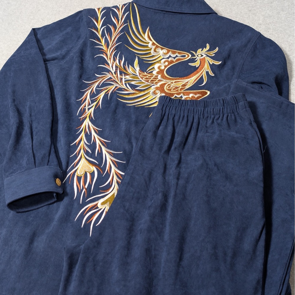 Bob Mackie Wearable Art Faux Suede Jacket & Pants Set Womens Medium Phoenix New